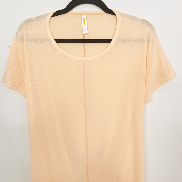 Lucy Drape Back Short Sleeve Workout Tee Small S High Low Hem Orange Creamsicle - Picture 3 of 10